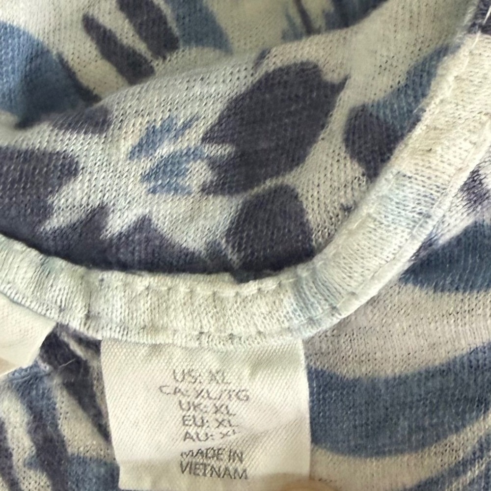 C&C‎ California 100% Linen Short Sleeve Top Asymmetrical Hem Blue White Size XL - Picture 11 of 12